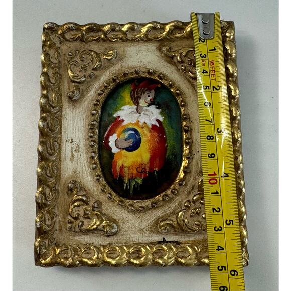 MCM 1974 Painted Metal Children Clown Jester Miniature Decorative 6” Ornate - Picture 2 of 6